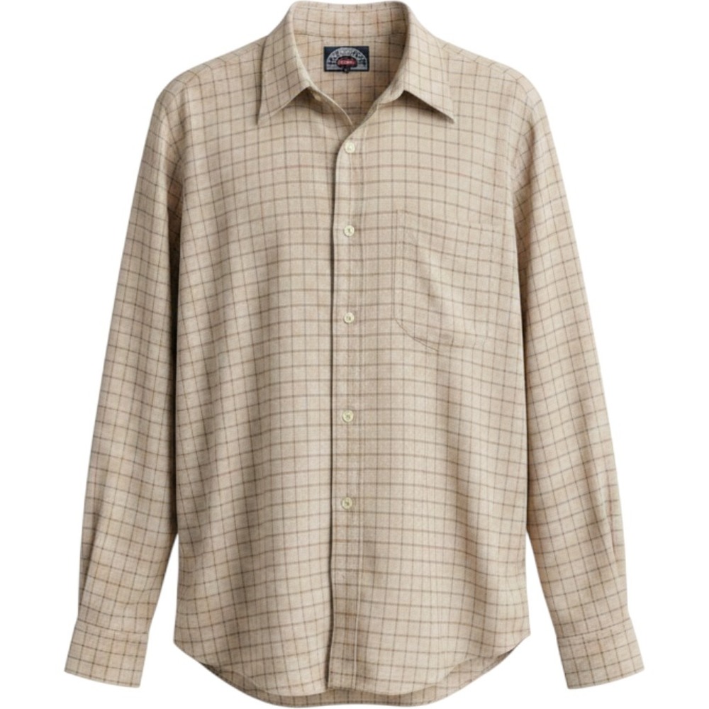 Vintage Levis Mens Tan Plaid Long Sleeve Button Down Shirt Made in USA Large